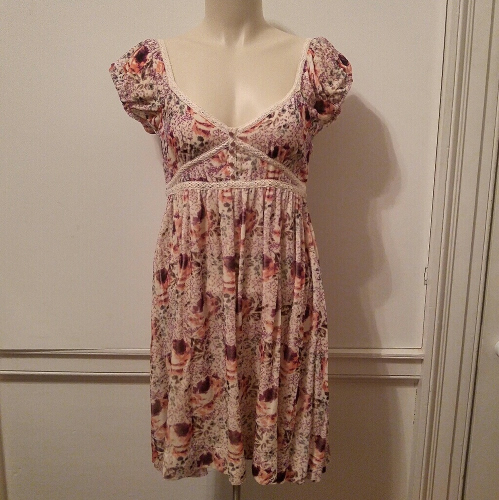 Free people floral velvet peasant boho dress